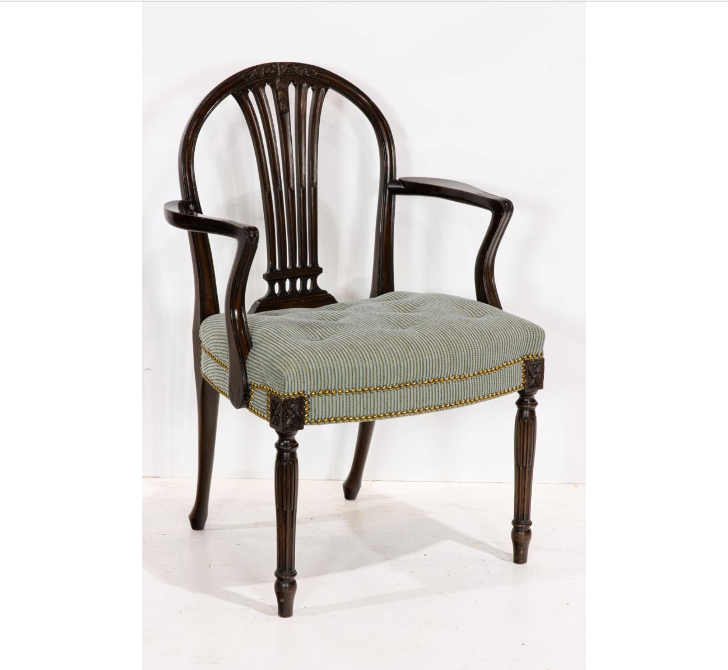 Antique Pair of Early 20th Century Georgian Mahogany Arm Chairs | Work of Man