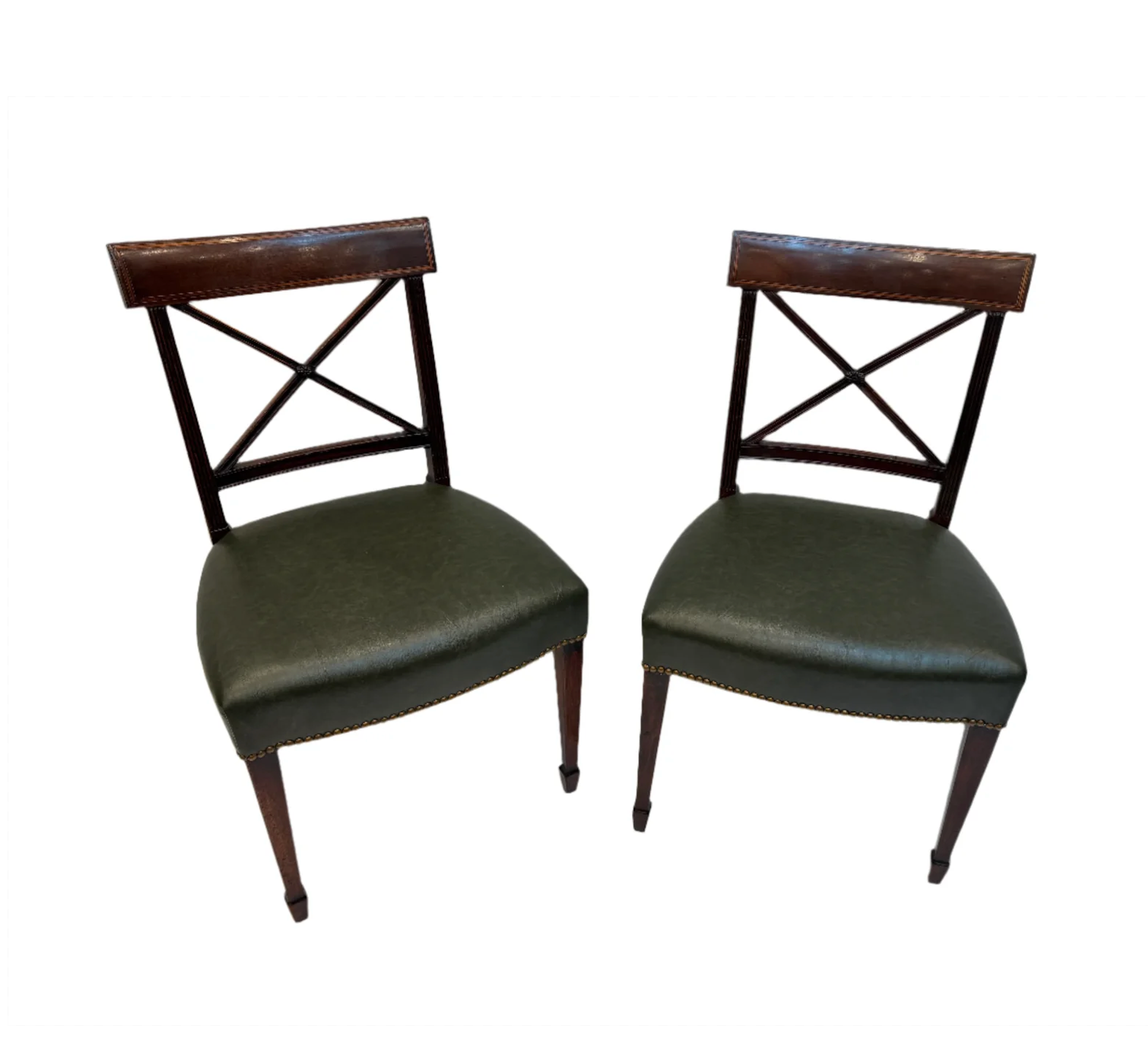 Antique Pair American Federal Mahogany Side Chairs Early 19th Century | Work of Man