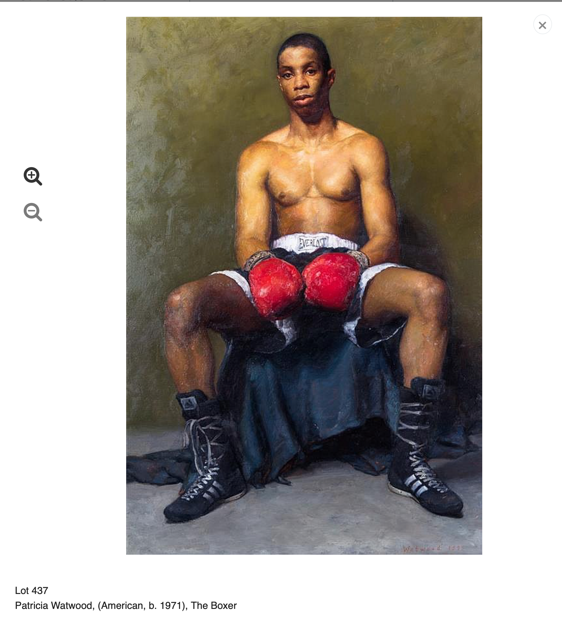 AW969: L. Banaski "The Boxer" Oil on Canvas Painting After Patricia Watwood