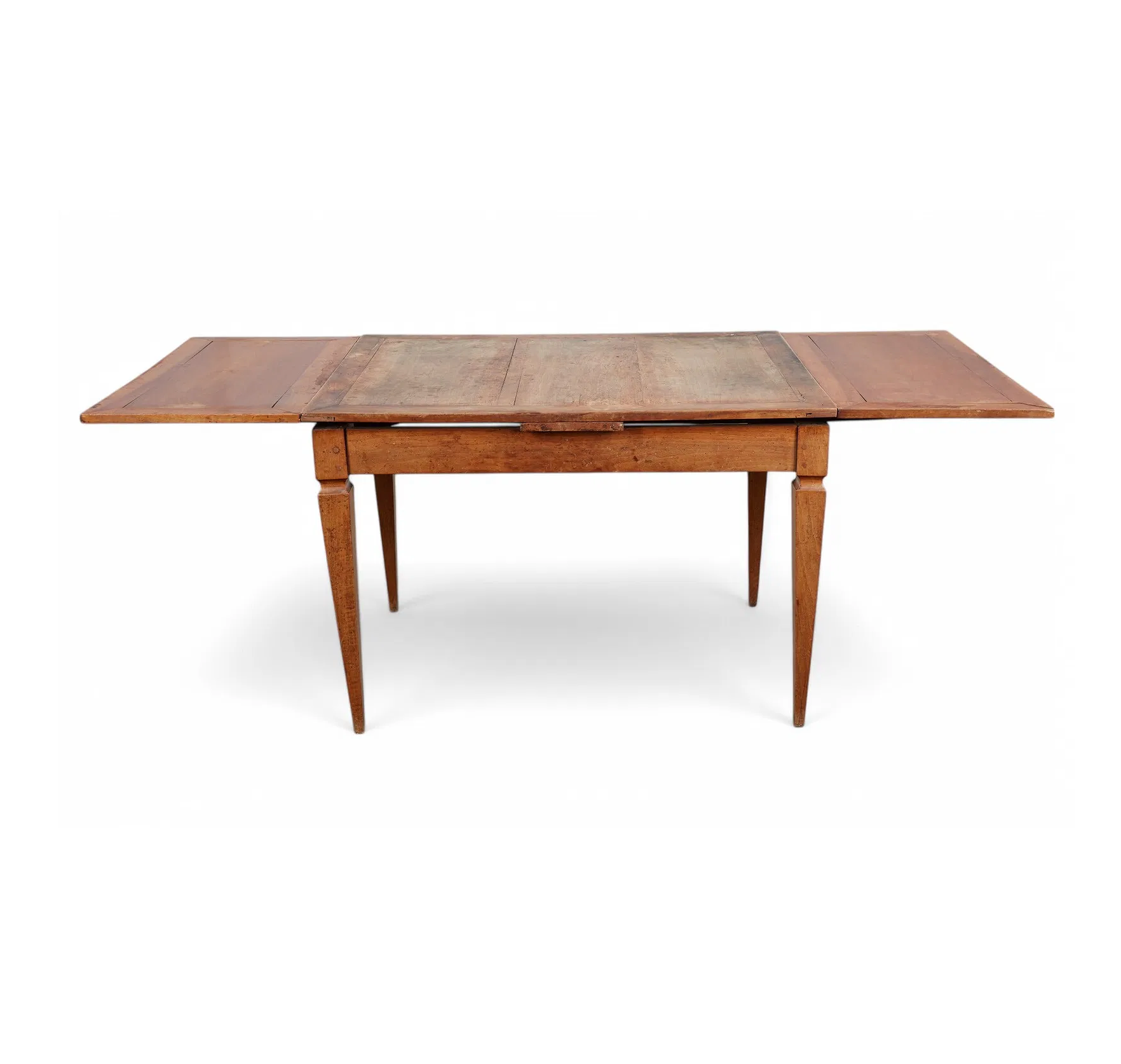  Antique French Provincial Fruitwood Draw Leaf Extension Dining Table | Work of Man