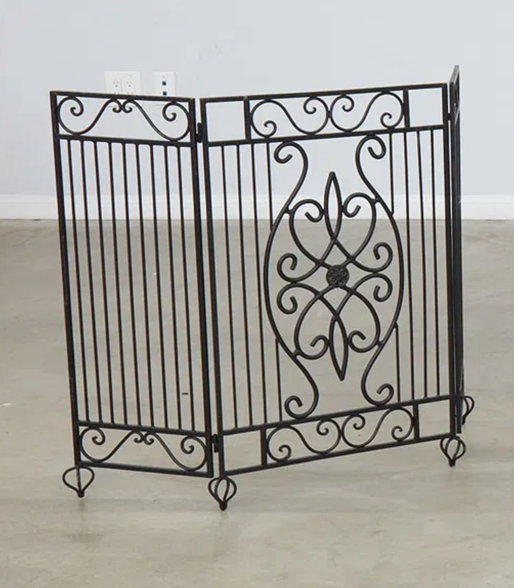 AA3-030: Hand Forged Wrought Iron Fireplace Three Panel Screen