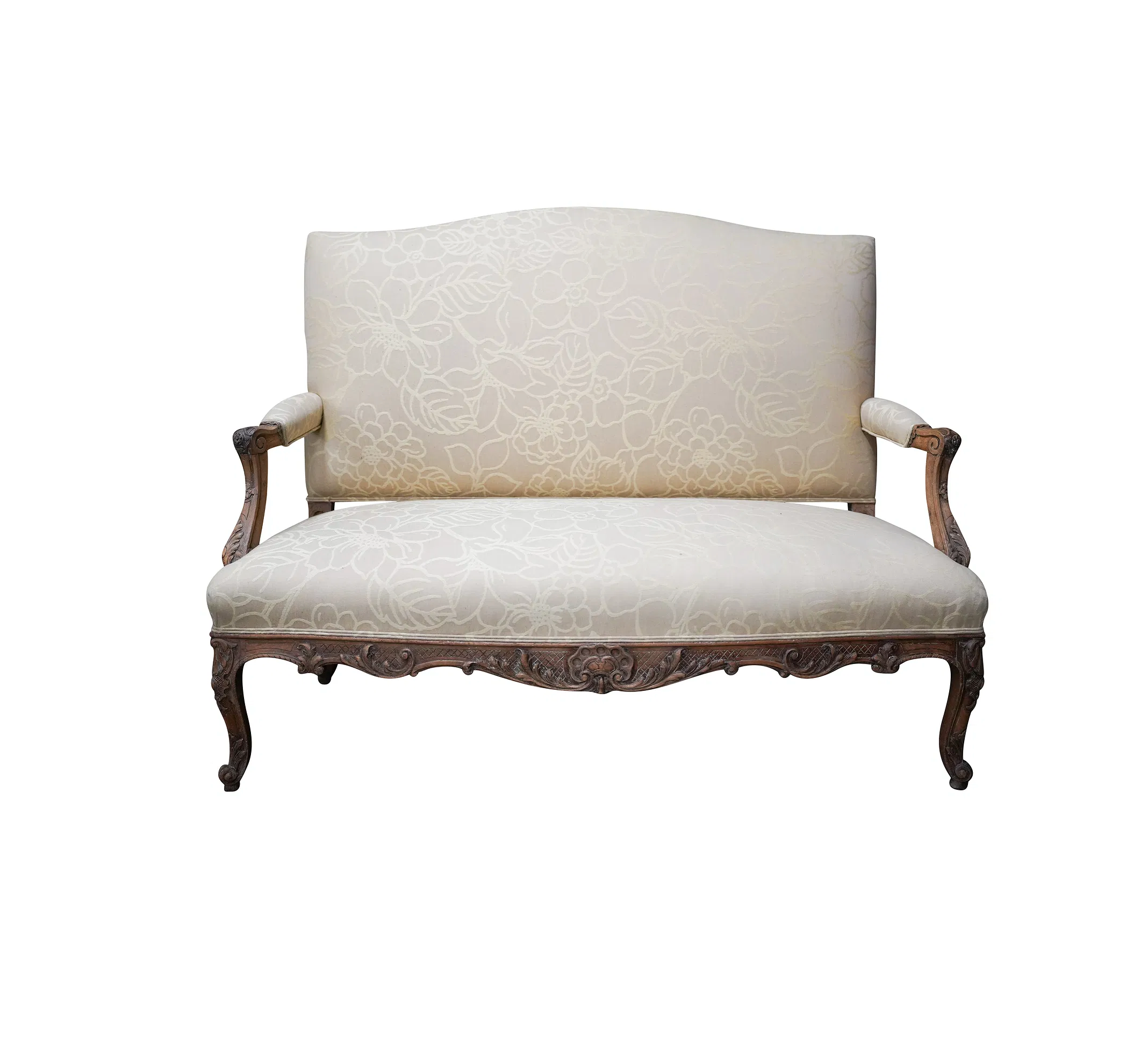 Antique Louis XV Carved Walnut Settee Late 18th Century | Work of Man