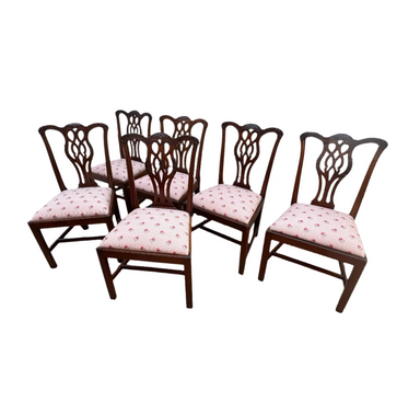 Antique Chippendale Carved Mahogany Set of Six Side Chairs Early 19th Century | Work of Man
