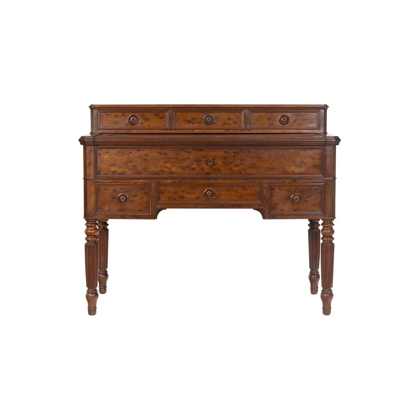 Antique French Restoration Plum Pudding Mahogany Secretary Circa 1830 | Work of Man
