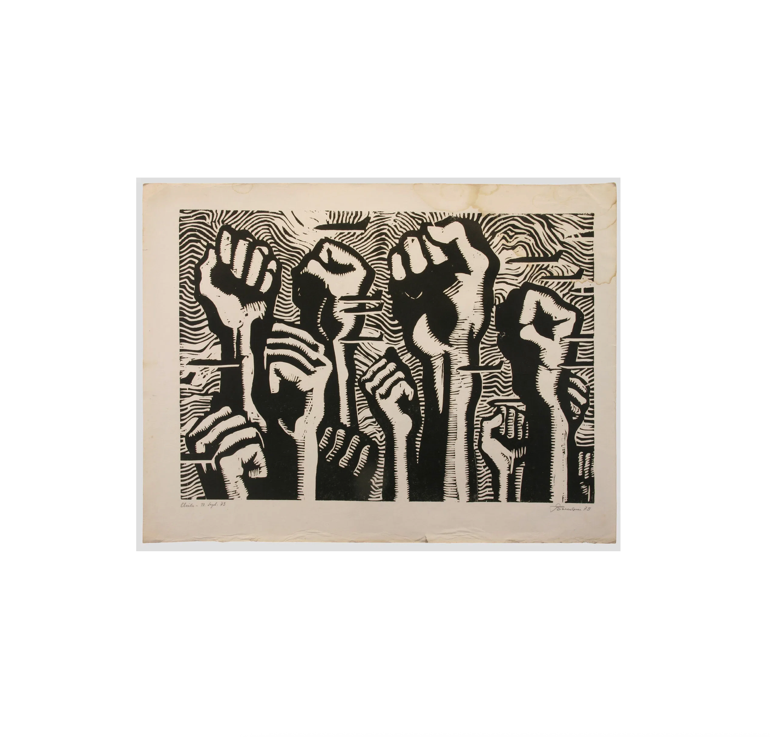 Linocut Chilean Revolution Commemorating September 11, 1973 | Work of Man
