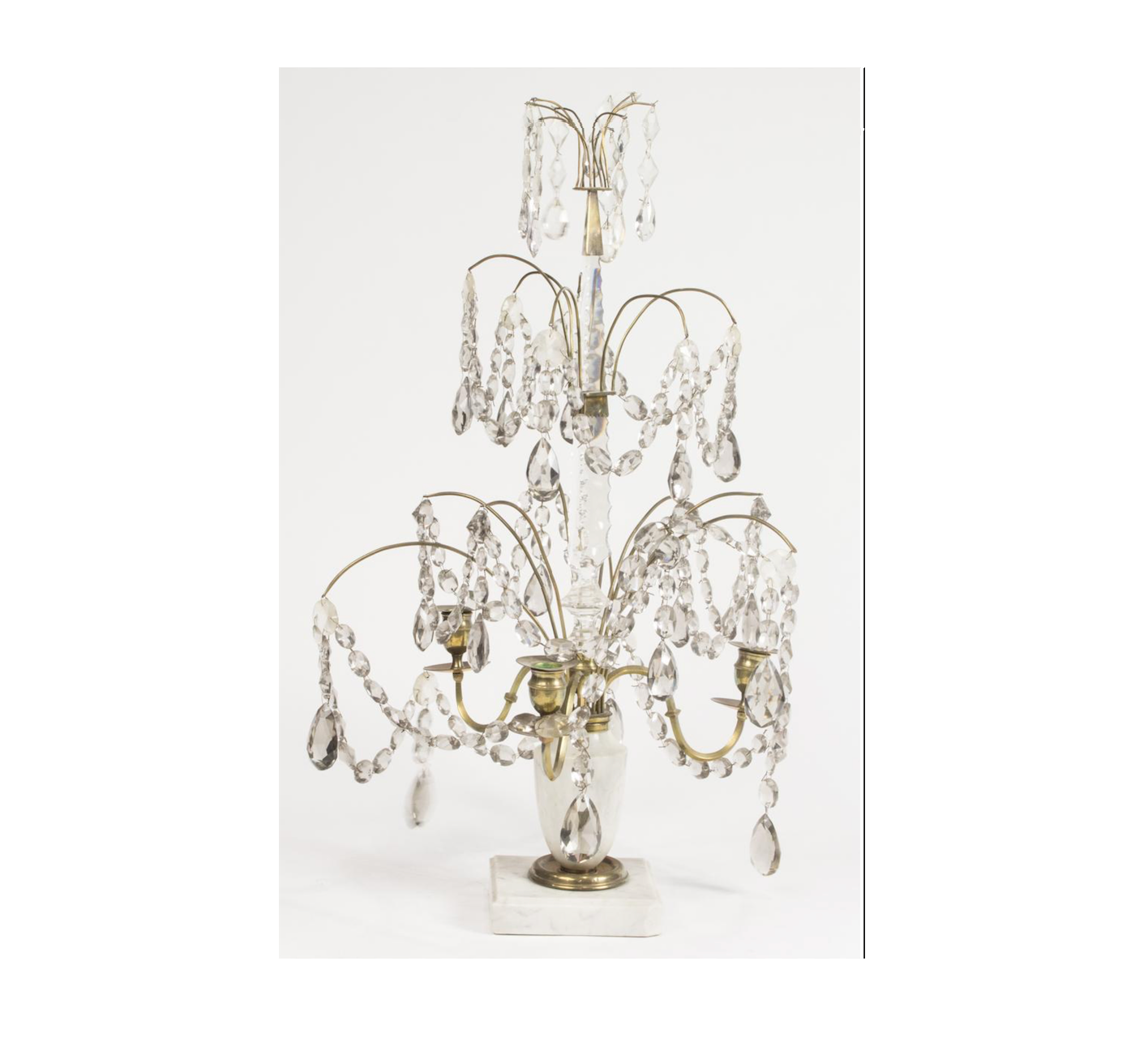 Antique George III Style Brass Cut Glass and Marble Girandole | Work of Man