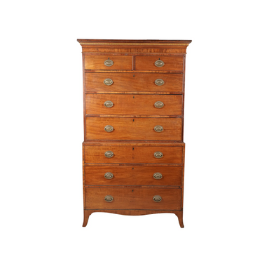 Antique American Federal Mahogany Hepplewhite Style Chest on Chest Circa 1800 | Work of Man