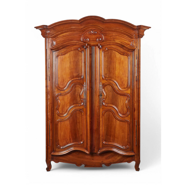  Louis XV Provincial Carved Fruitwood Armoire Mid 18th Century | Work of Man
