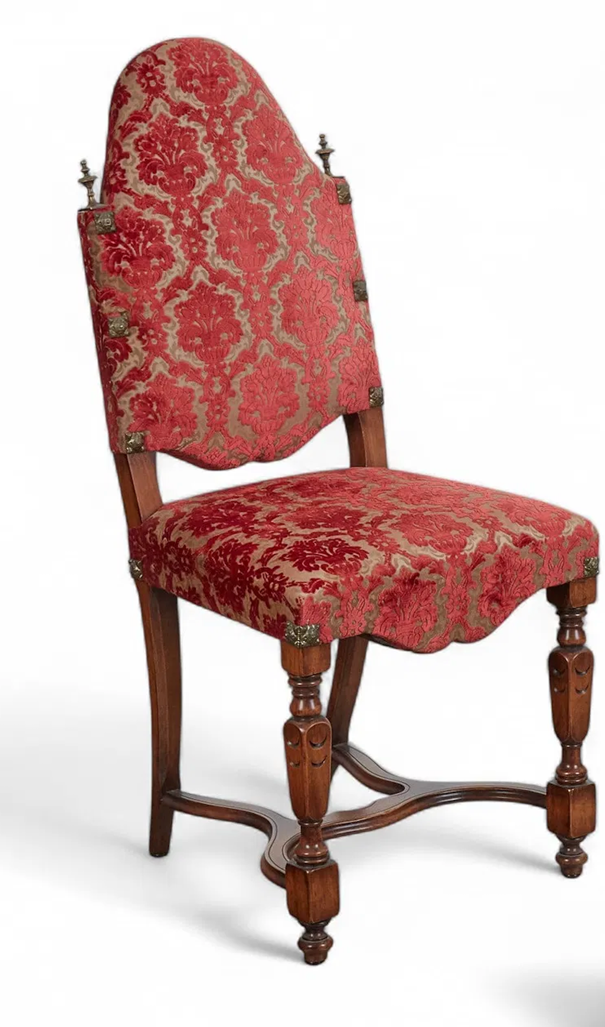 AF2-178: Antique French Louis XIV Style Upholstered Walnut Side Chair Late 19th Century