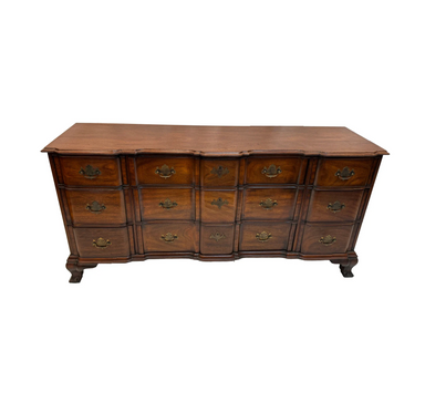 Vintage Kindel Mid Century Solid Mahogany Chippendale Style Block Front Dresser | Work of Man