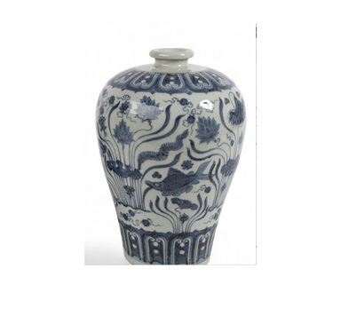 Chinese Blue and White Glazed Meiping Porcelain Vase | Work of Man
