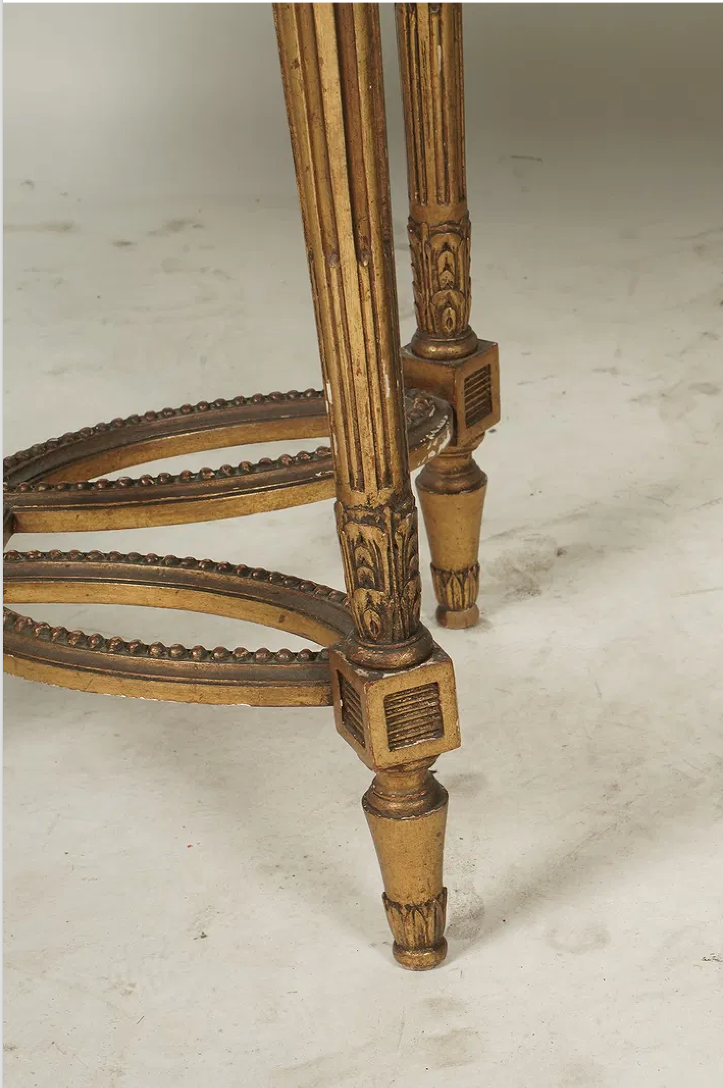 AF1-179: Antique Louis XVI Carved Gilt Wood Marble Top Oval Salon Side Table Late 19th Century