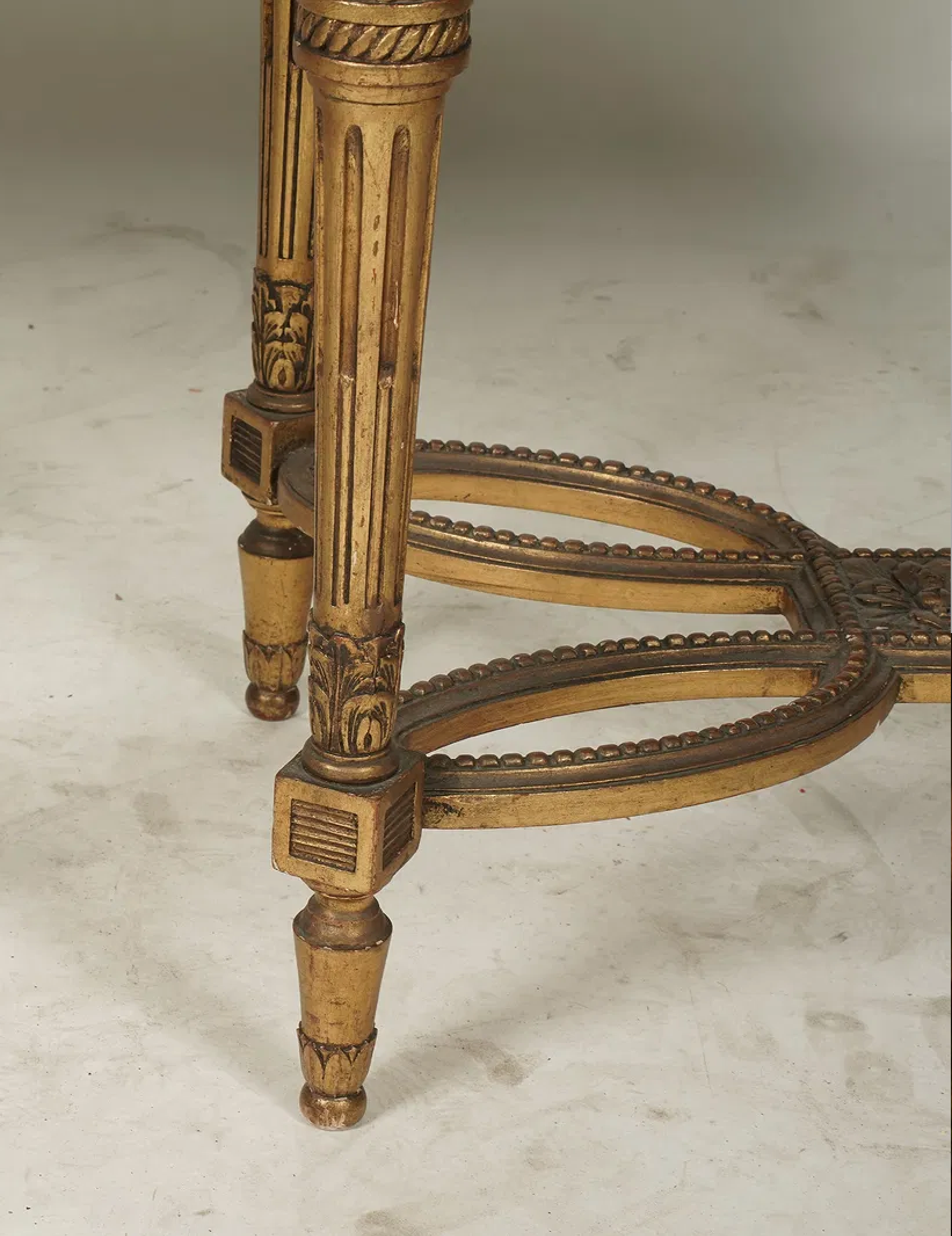 AF1-180: Antique Louis XVI Carved Gilt Wood Marble Top Oval Salon Side Table Late 19th Century