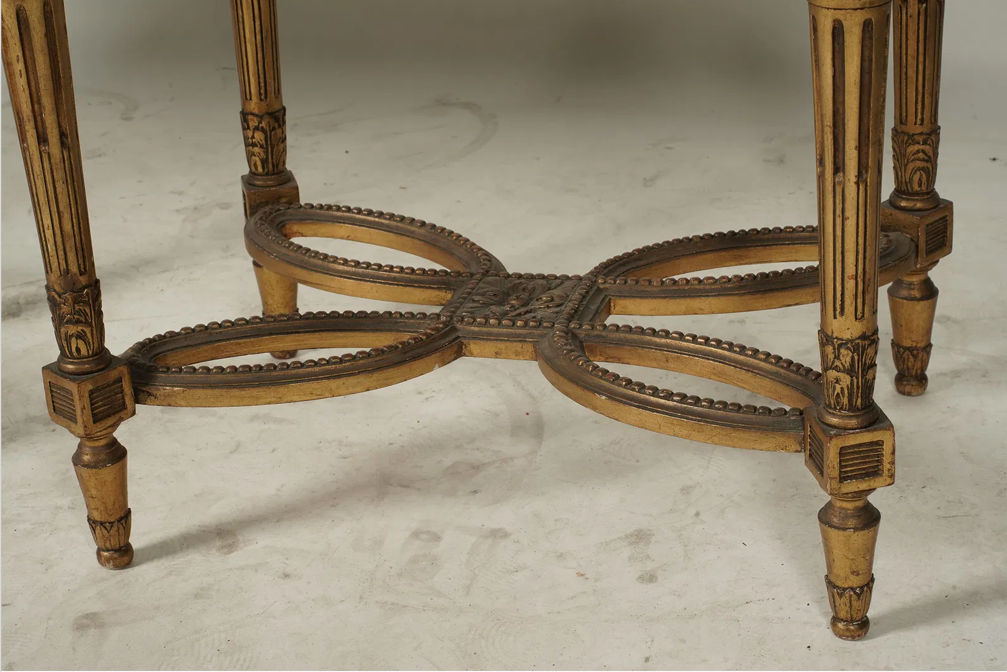 AF1-179: Antique Louis XVI Carved Gilt Wood Marble Top Oval Salon Side Table Late 19th Century