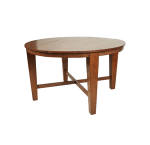 AF1-182: Antique Mission Arts & Crafts Round Quarter Sawn Oak Dining Table Early 20th Century