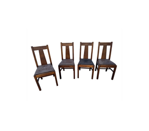AF2-357: Antique Mission Arts & Crafts Oak Dining Chairs Set of Four Early 20th Century