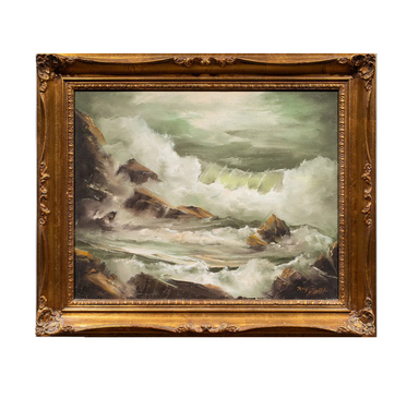 Kay Kettle Crashing Waves Oil on Canvas Painting American 20th Century | Work of Man