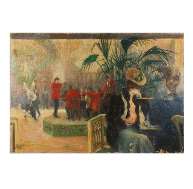 Antique French Cabaret Painting Circa 1896 | Work of Man
