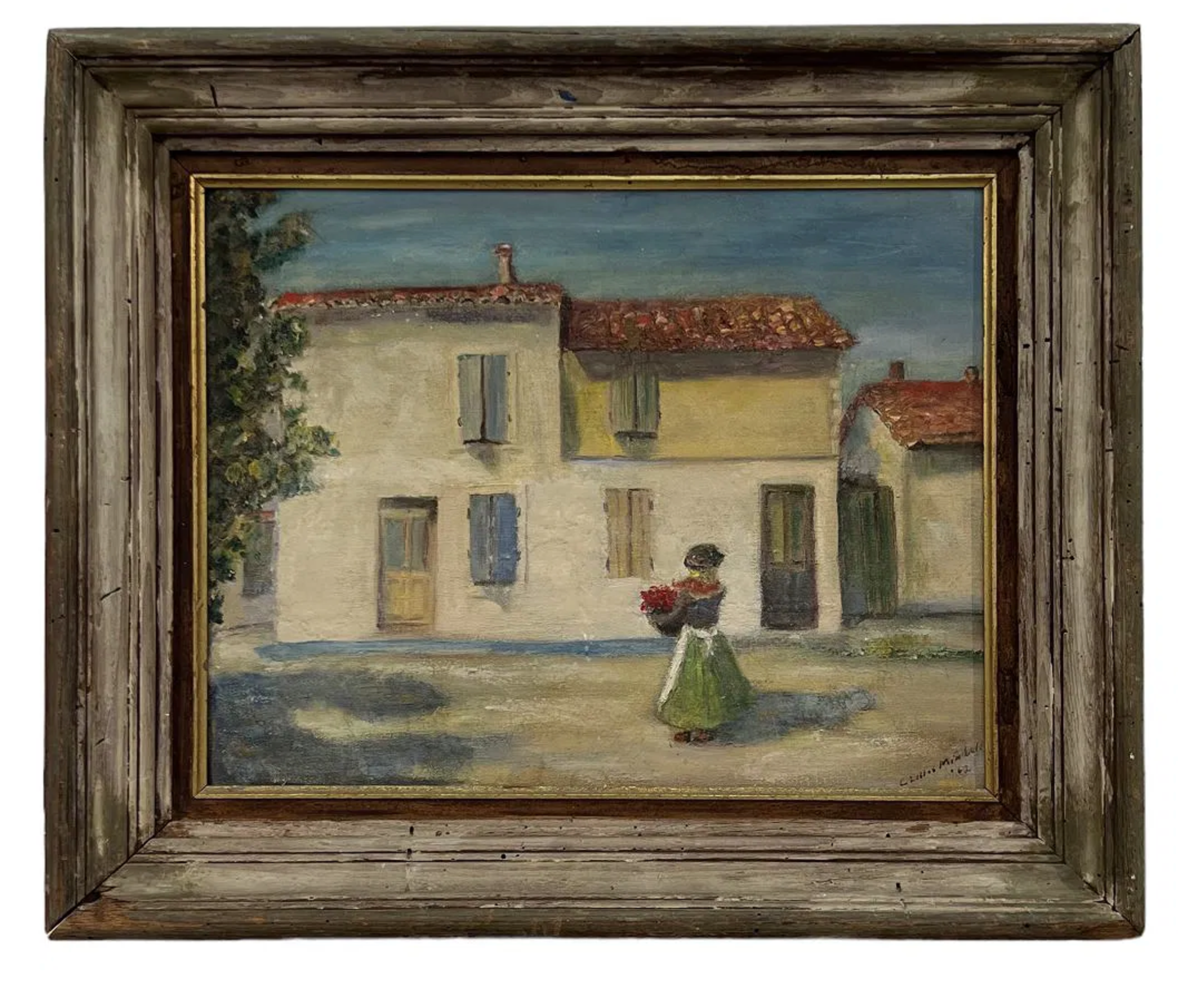 AW069: Antique French School Impressionist Paris Street Scene Oil on Canvas Late 19th Century