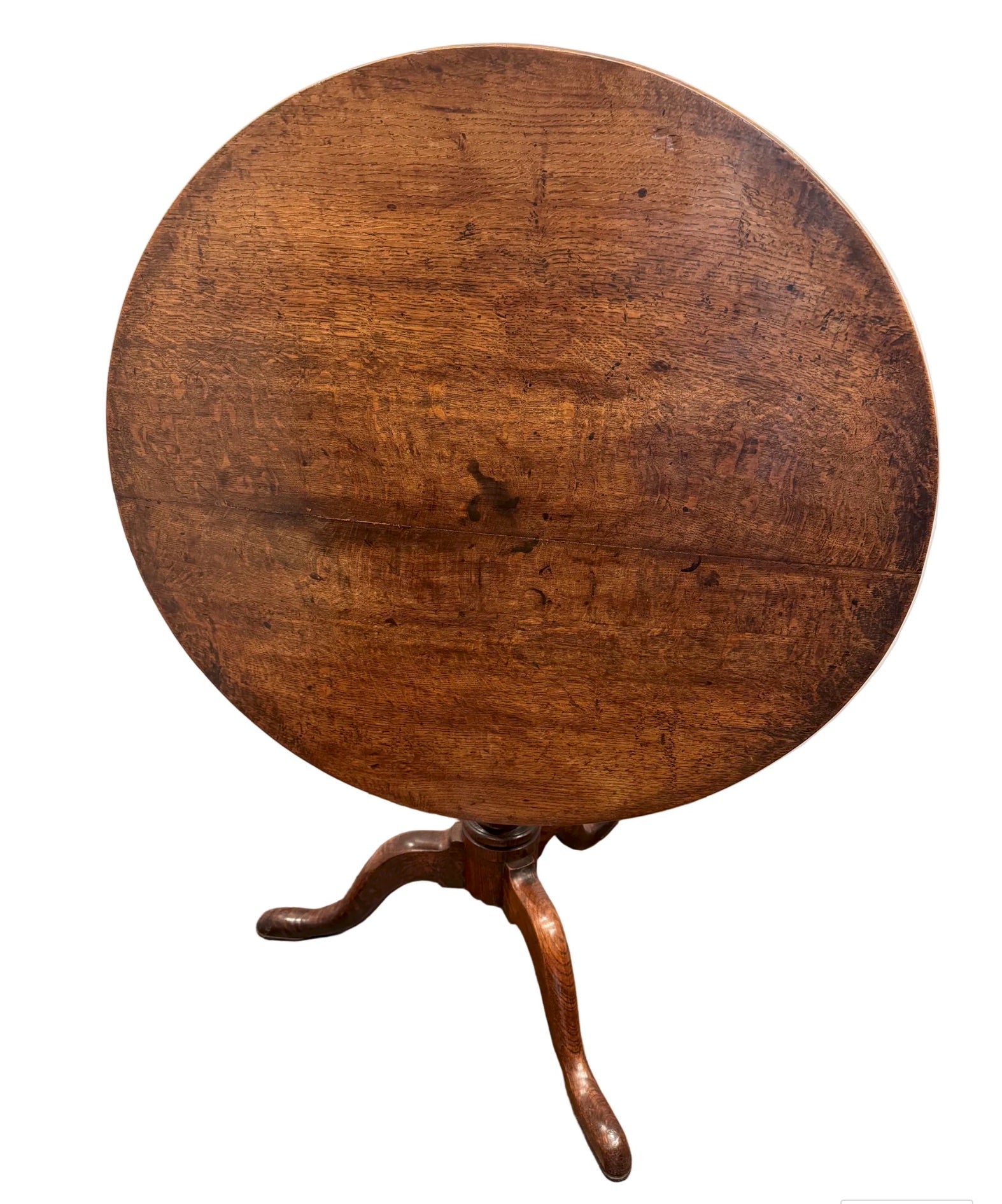 Antique George III Quarter Sawn Oak Tripod Table With Birdcage Late 18th Century | Work of Man