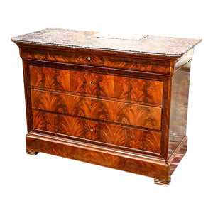AF4-121: ANTIQUE EARLY 19TH CENTURY LOUIS PHILLIPE MAHOGANY MARBLE TOP CHEST