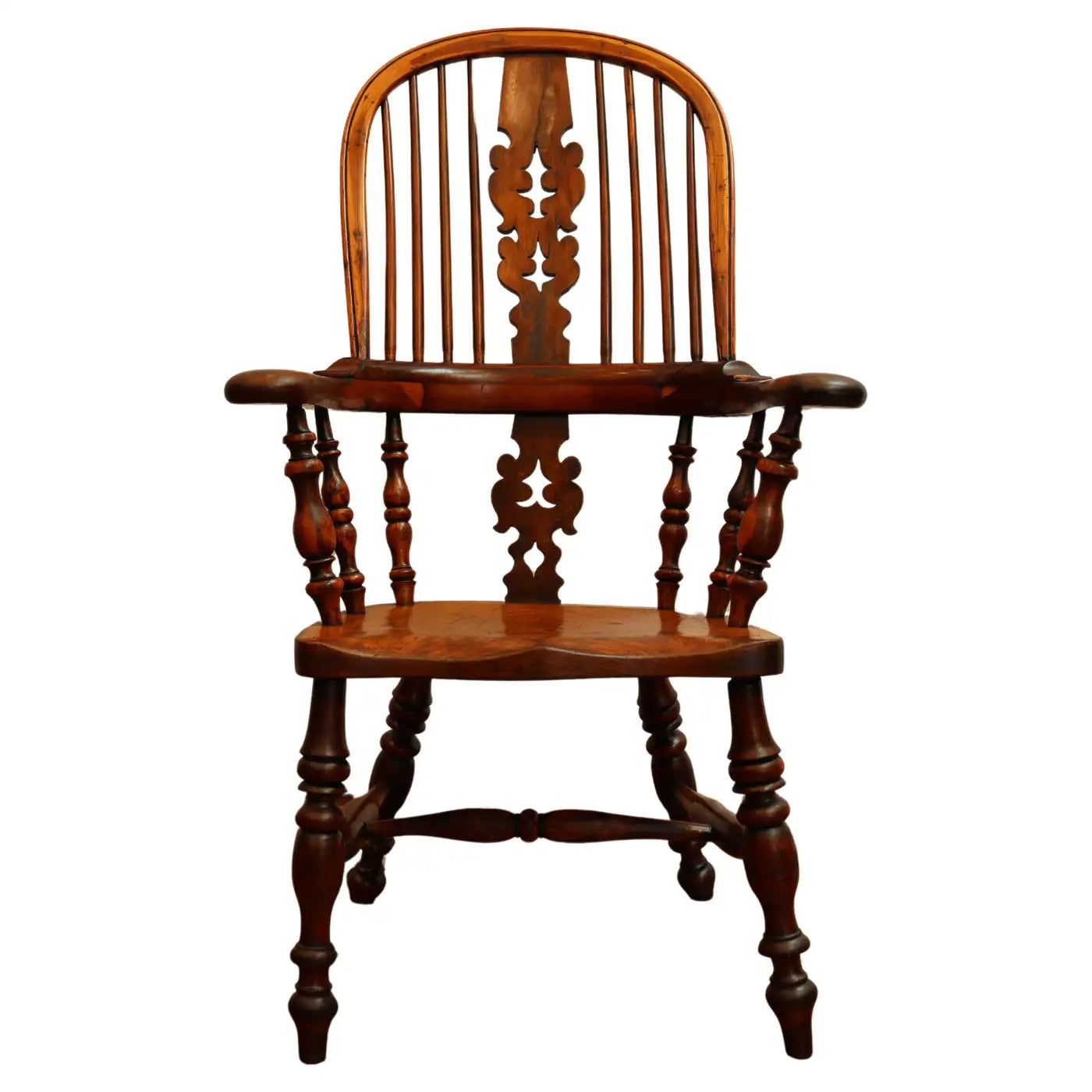 Antique Mid 19th Century Yew Wood & Elm American Sack Back Windsor Armchair | Work of Man