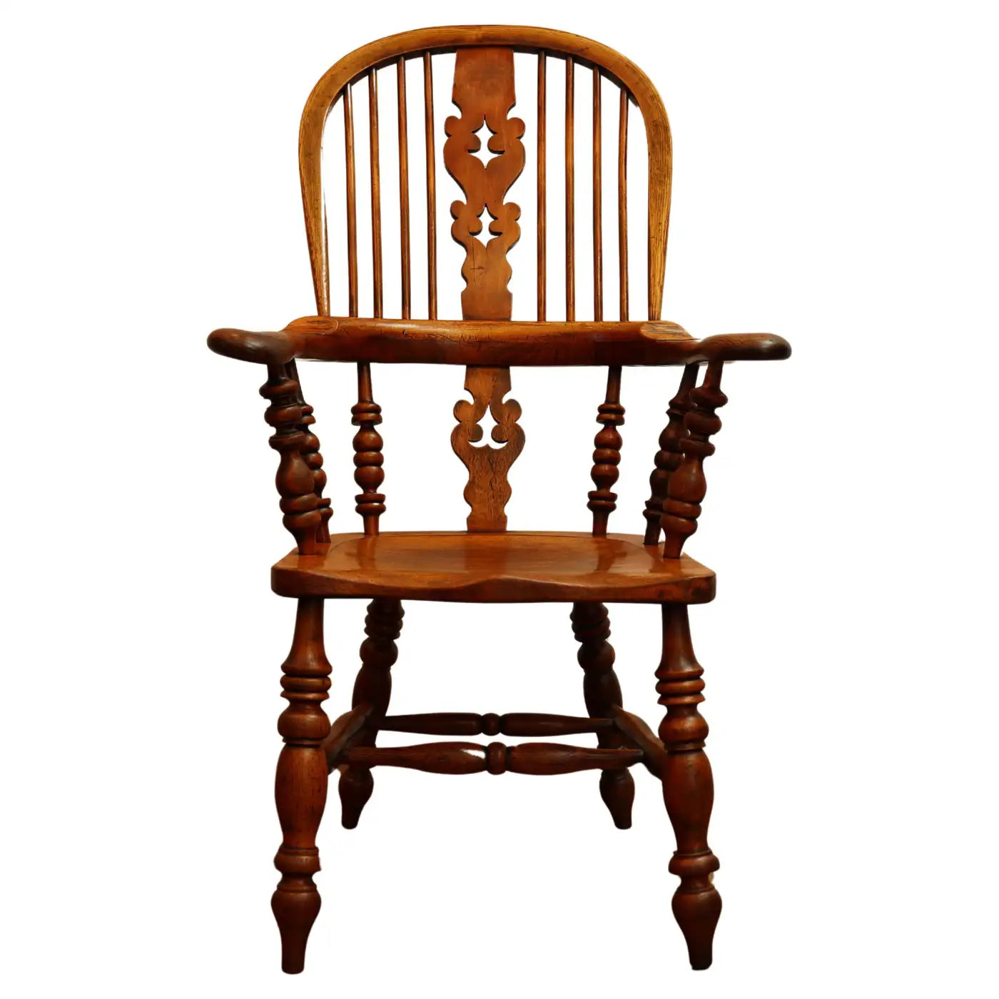 Antique Mid 19th Century Yew Wood & Elm American Sack Back Windsor Armchair | Work of Man