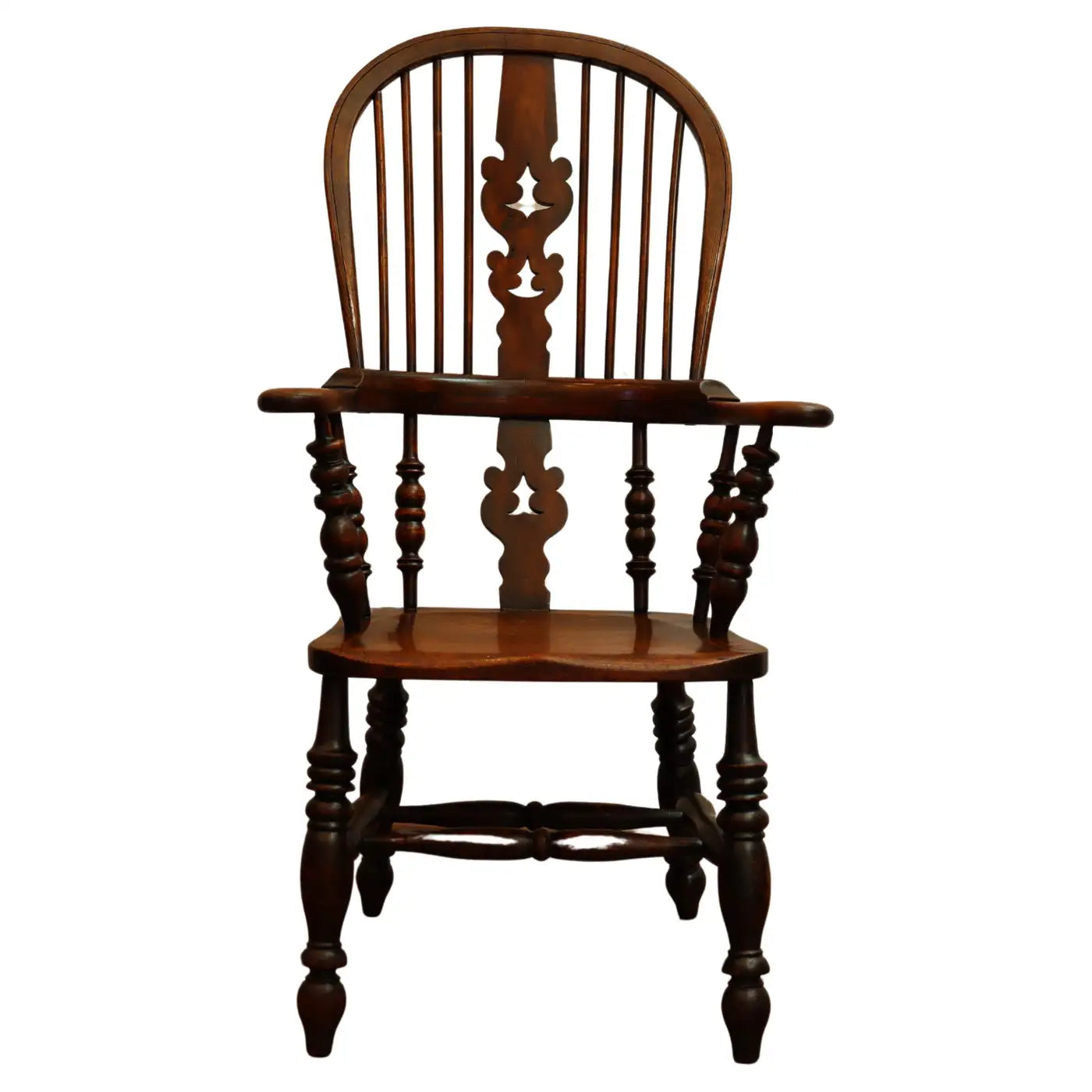 Antique Early - Mid 19th Century Walnut &amp; Elm American Sack Back Windsor Armchair | Work of Man