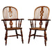 Antique Pair of Early - Mid 19th Century Yew Wood & Elm American Sack Back Windsor Armchairs | Work of Man