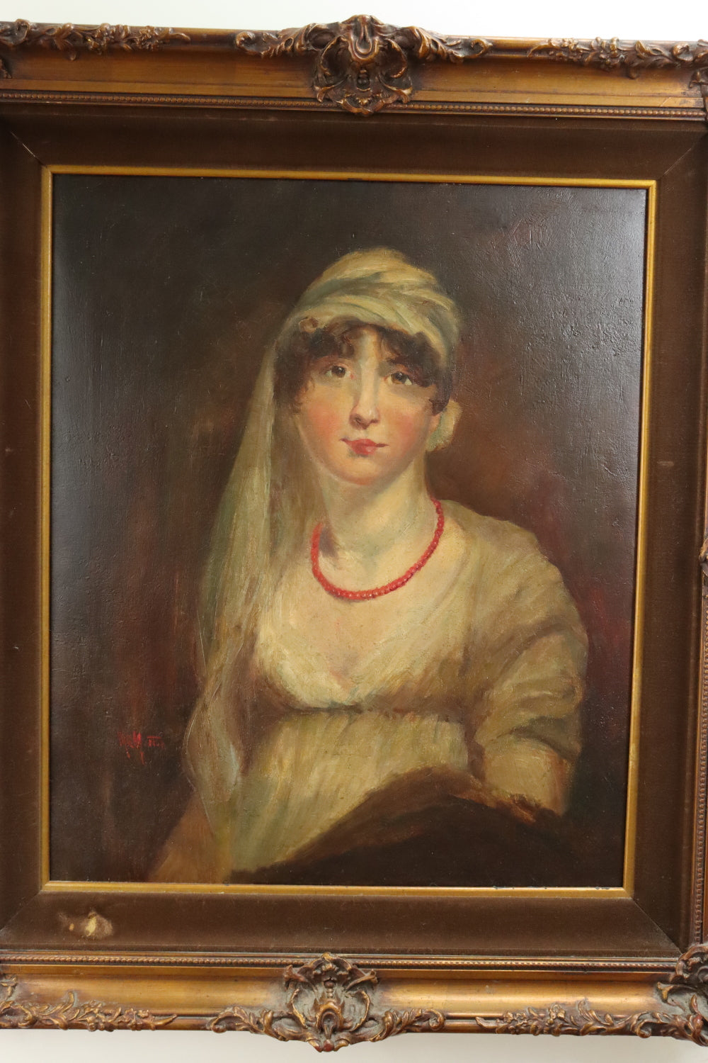 AW422: TE Morton - American School - Late 19th C Portrait of a Lady - Oil on Canvas