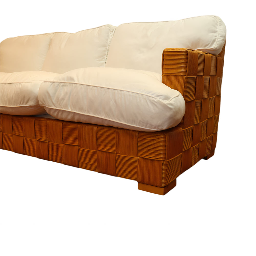 Vintage John Hutton for Donghia Block Island Rattan Sofa  |Work of Man