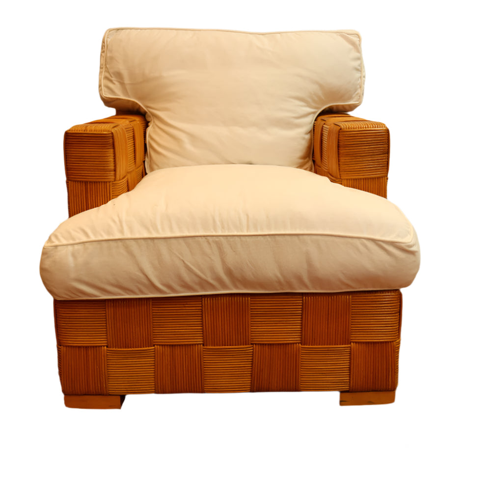 John Hutton for Donghia Block Island Rattan Club Chairs | Work of Man