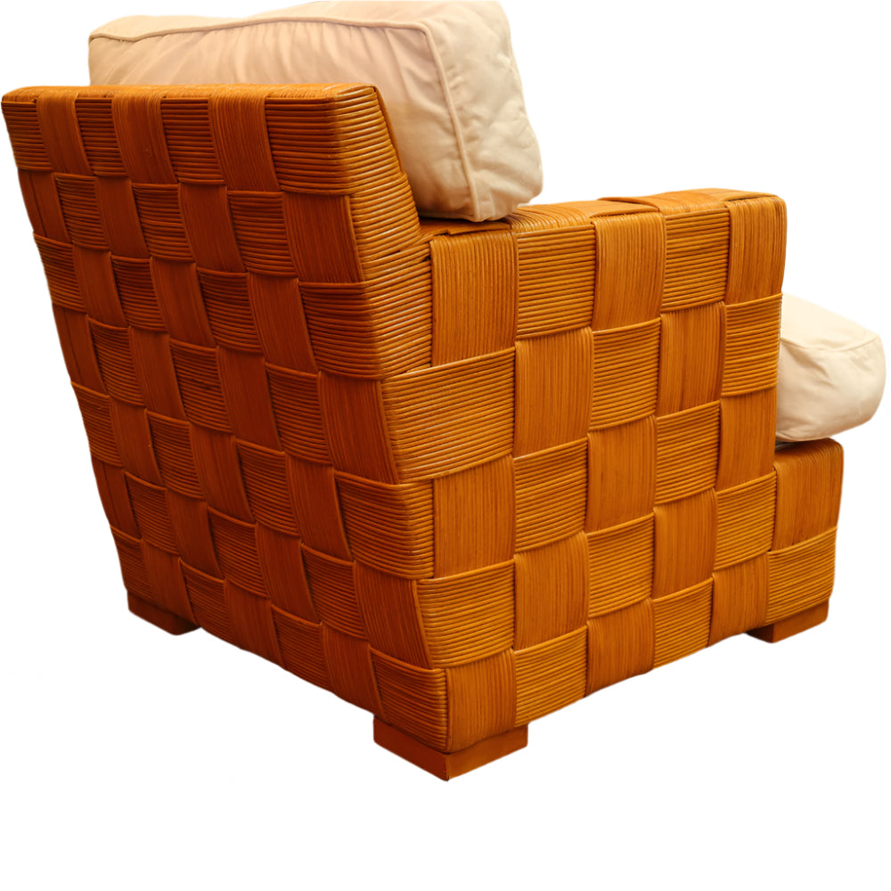 John Hutton for Donghia Block Island Rattan Club Chairs | Work of Man