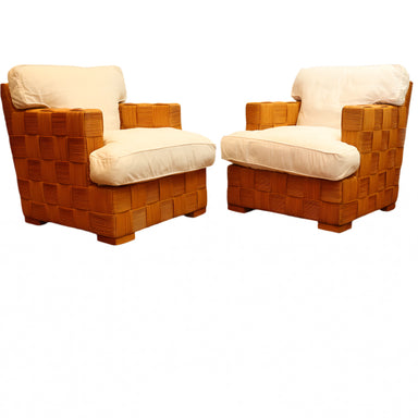 John Hutton for Donghia Block Island Rattan Club Chairs | Work of Man
