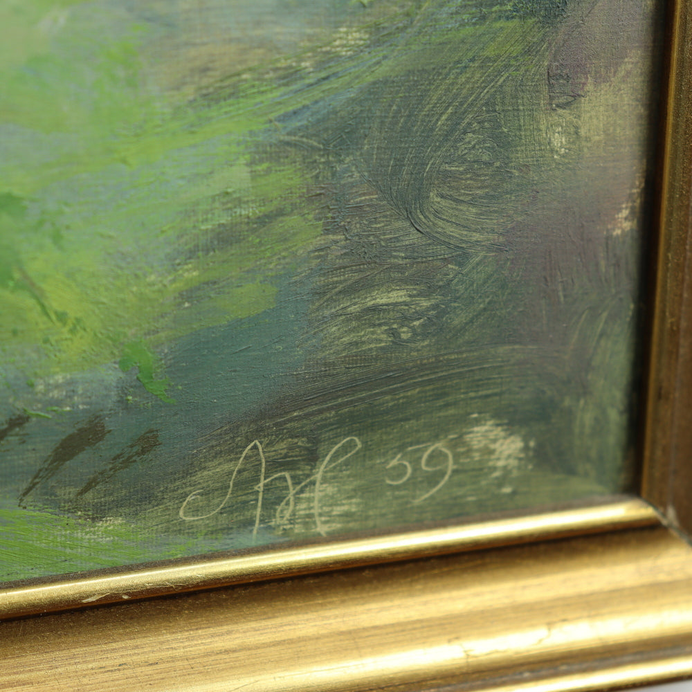 AW554: Aage Hansen View of the Ponte Vecchio, Florence Oil Painting Circa 1959