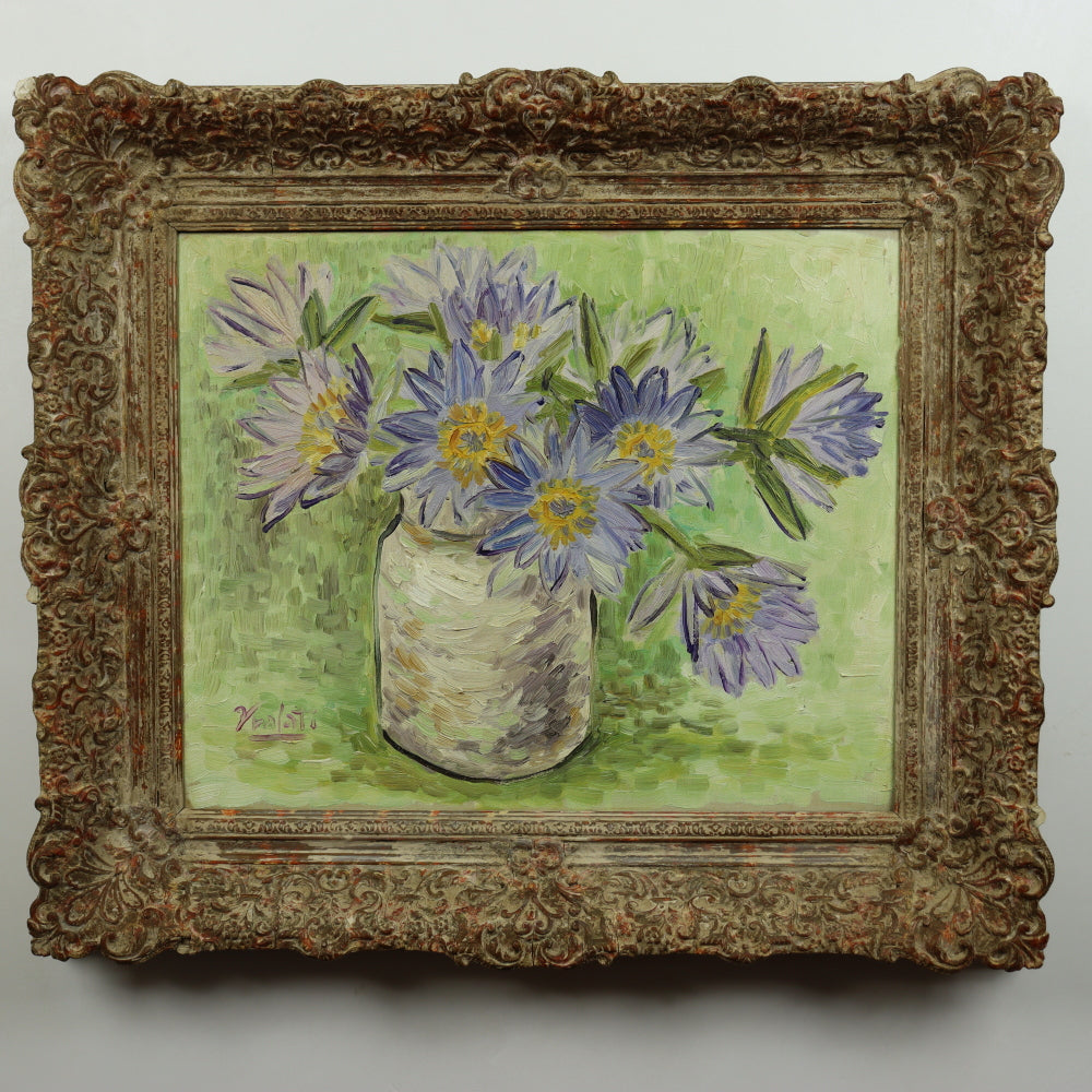 AW565: Mid 20th Century Impressionist Flower Still Life - Signed “Vralato" - Oil on Canvas