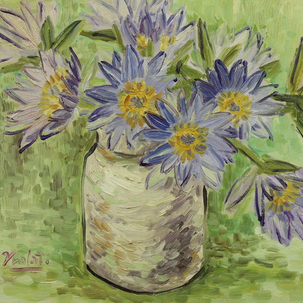 AW565: Mid 20th Century Impressionist Flower Still Life - Signed “Vralato" - Oil on Canvas