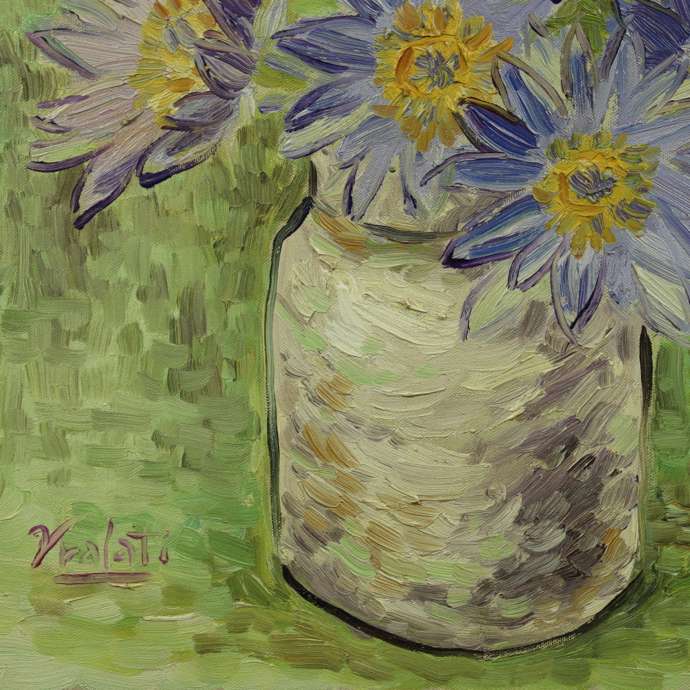 AW565: Mid 20th Century Impressionist Flower Still Life - Signed “Vralato" - Oil on Canvas
