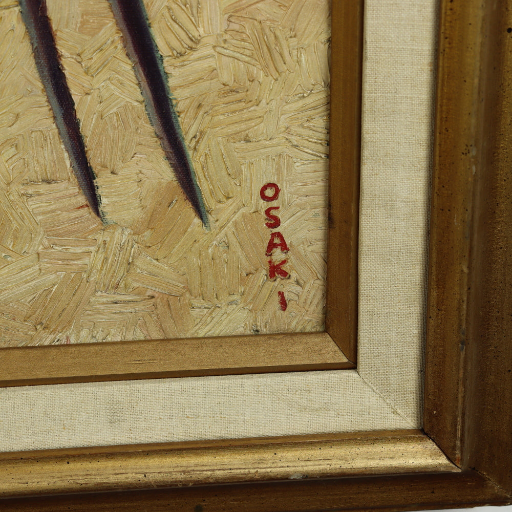 AW541: Harry Osaki Impressionist Oil on Canvas Painting of Macaw Parrot