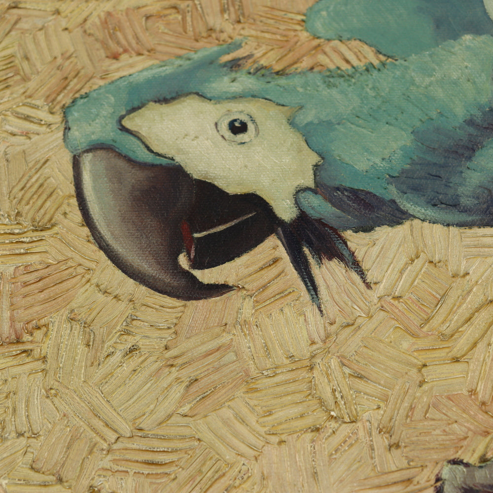 AW541: Harry Osaki Impressionist Oil on Canvas Painting of Macaw Parrot