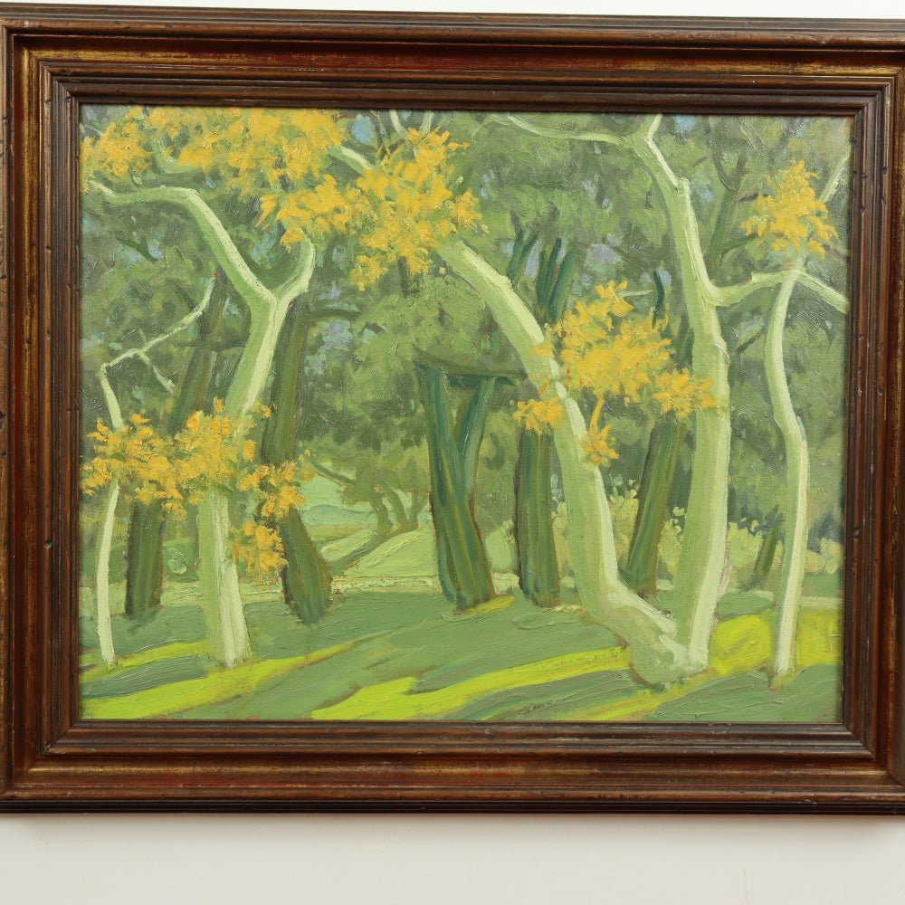 AW109: Ralph Holmes California Impressionist Oil on Board Plein Air Landscape Painting