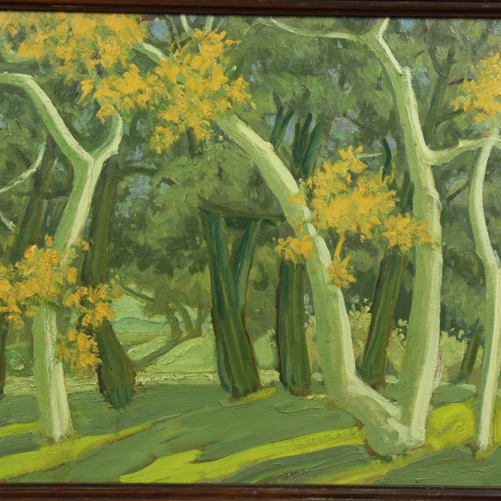 AW109: Ralph Holmes California Impressionist Oil on Board Plein Air Landscape Painting