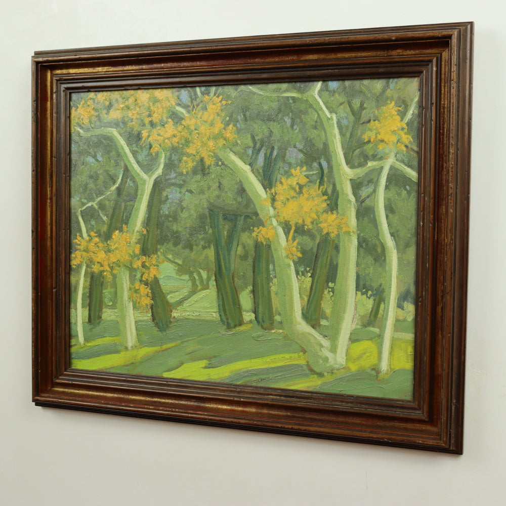 AW109: Ralph Holmes California Impressionist Oil on Board Plein Air Landscape Painting