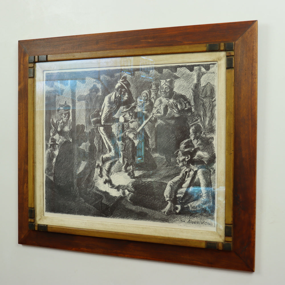 AW8-008: Ben Messick Lithograph "Plantation Party" - Circa 1940