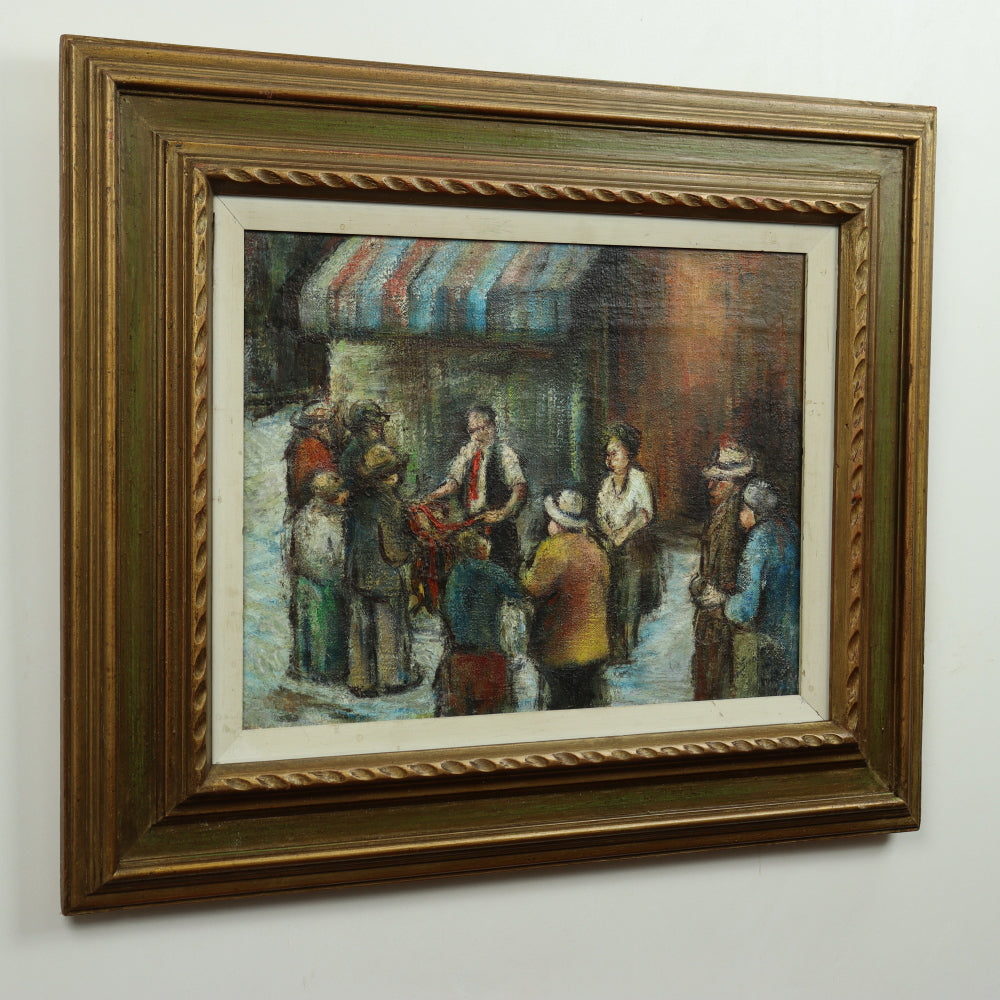 AW603: Early 20th C Ashcan School - "City Merchant #1" - Illegibly Signed Oil on Canvas