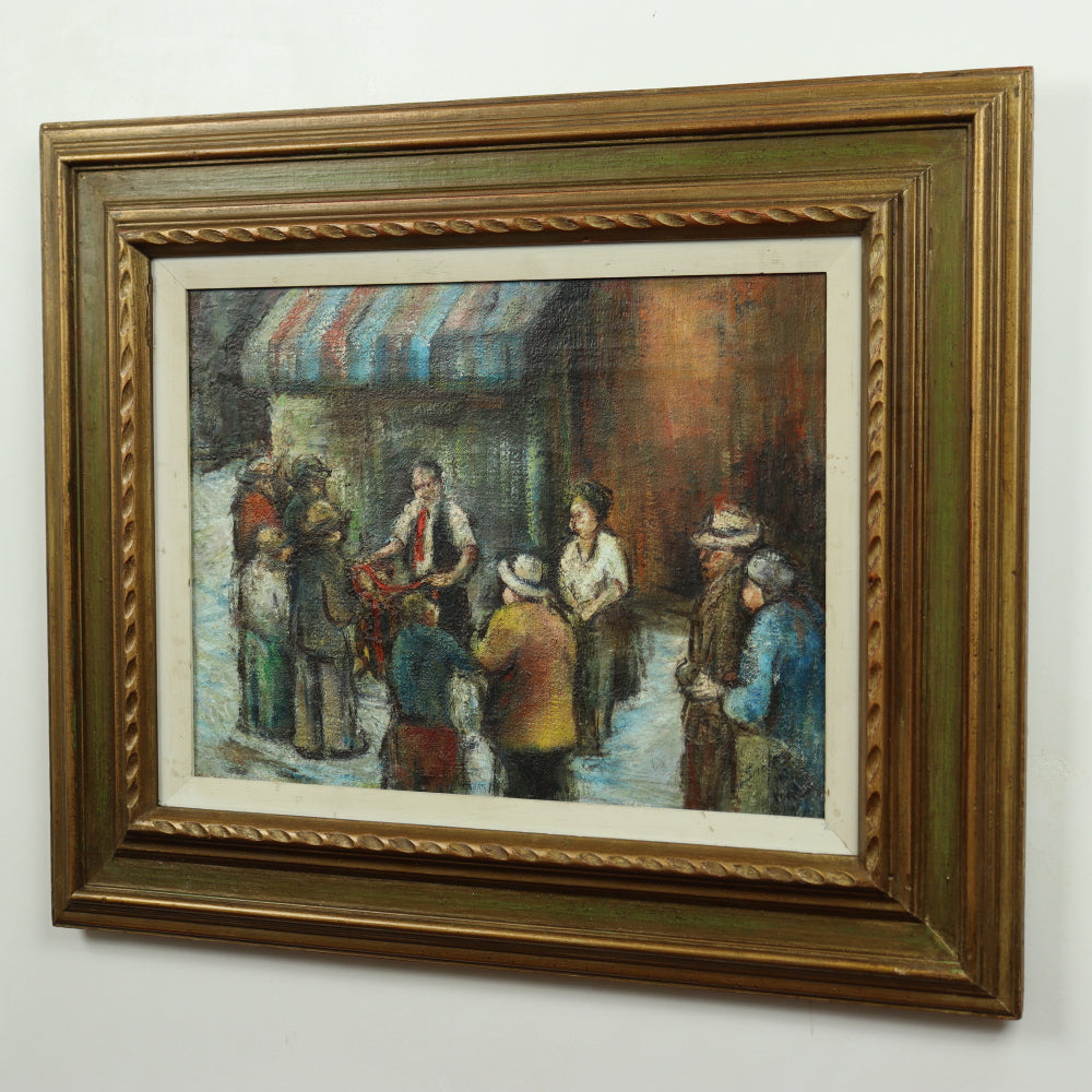 AW603: Early 20th C Ashcan School - "City Merchant #1" - Illegibly Signed Oil on Canvas