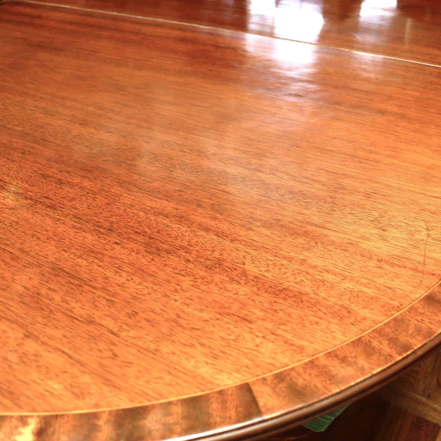 AF1-121: Antique Early 20th Century English Georgian Style Double Pedestal Oval Mahogany Dining Table With Cross Banding