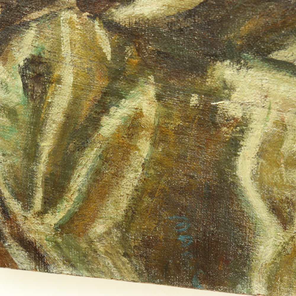 AW441: Early 20th Century American School - Crouching Male Nude - Oil on Canvas