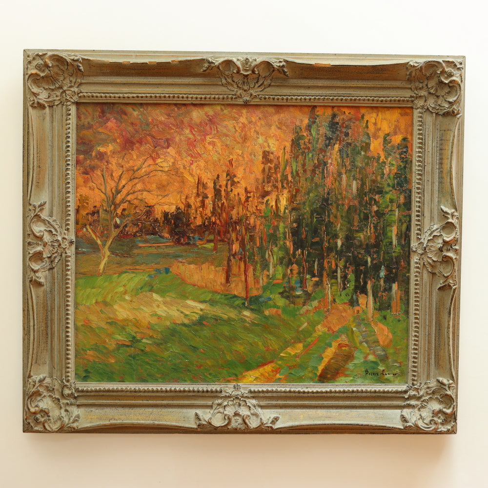AW619: French School Expressionist Landscape Mid 20th Century Oil on Canvas