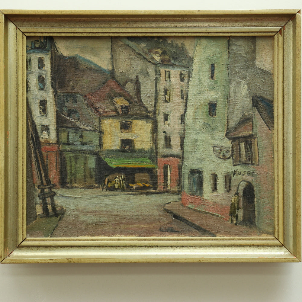 AW640 : Rene Quinton Pair of Early 20th Century Parisian Montmartre Street Scenes Oil on Canvas